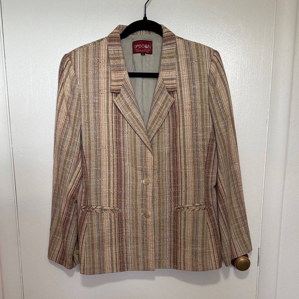 Vintage Sasson Women's Striped Tan Blazer